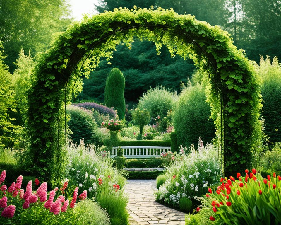 arche végétale dans un jardin anglais
